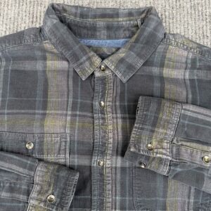 Prana Shirt Mens Large Flannel Corduroy Long Sleeve Button Up Cotton Hiking Camp